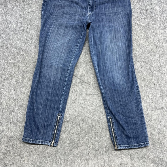 Chico's Platinum Denim Jeans Womens 1 Medium Blue Ultimate Fit Zip Hem Stretch - Picture 6 of 16